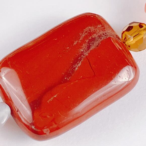 VTG Semi Precious Gemstone Chunky Beaded Fall Autumn Necklace Earth Tone Y2K - Picture 8 of 11